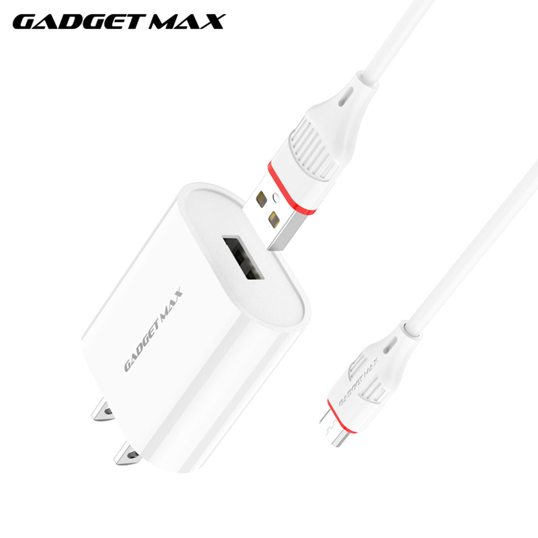 GADGET MAX GC02 MICRO 2.4A SINGLE USB PORT SPEEDY MICRO CHARGER SET (1USB)(2.4A)(1M)