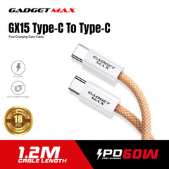 GADGET MAX GX15 FAST CHARGING TYPE-C TO TYPE-C CHARGING DATA CABLE PD(60W) (1.2M) - BLUE