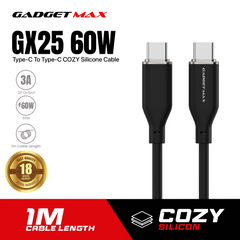 GADGET MAX GX25 60W TYPE C TO TYPE C 3A MAX COZY SILCONE CABLE (1M)(60W) - BLACK