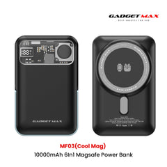 GADGET MAX - MF03 Cool Mag 10000mAh 6 In 1 Magnetic Fast Charging Power Bank ( Magsafe15W / PD 20W ) - Black