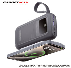 GADGET MAX - HP-102 20000mAh Hyper PD+QC Fast Charging Power Bank (20W+22.5W) - Gray