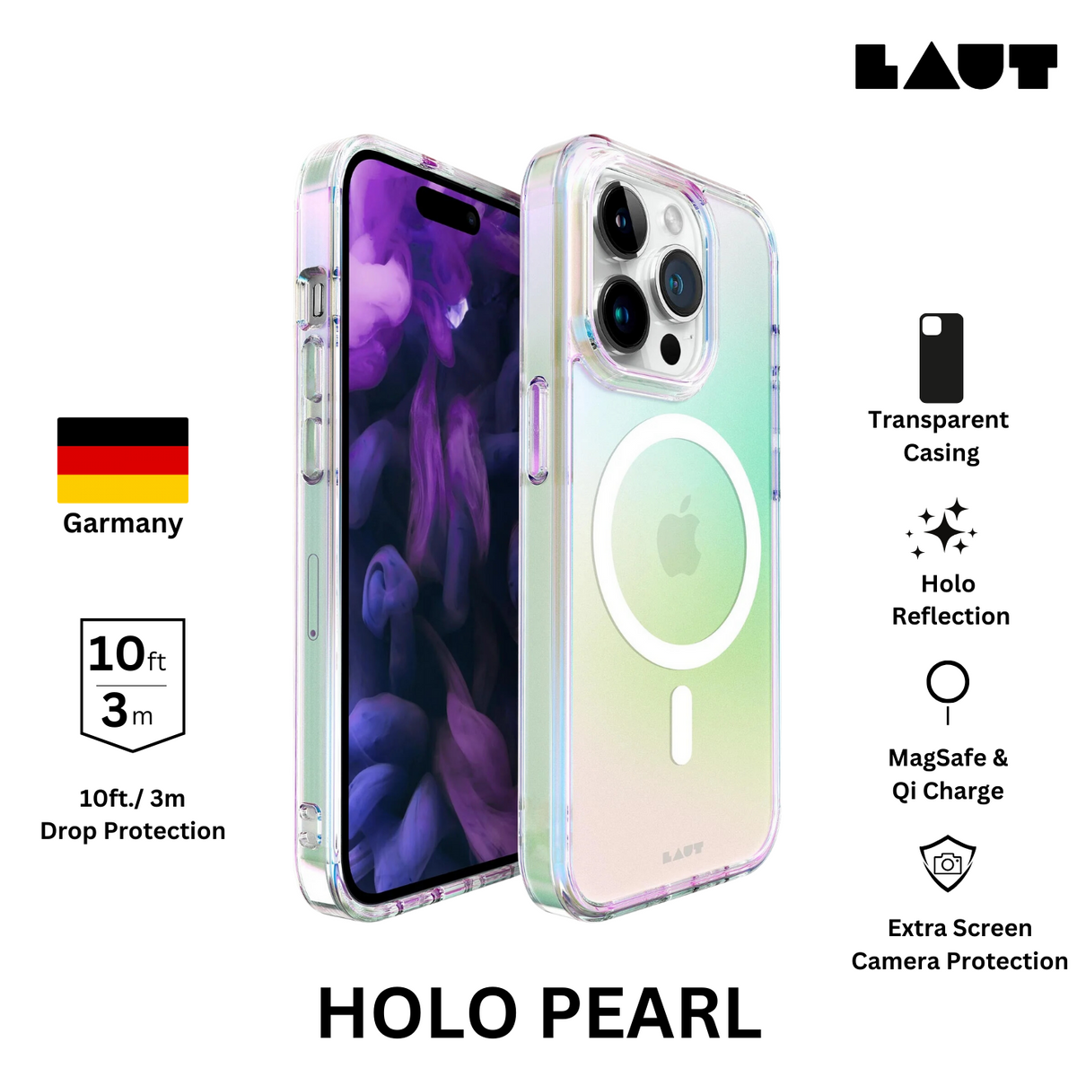 LAUT iPhone 15 Pro HALO Series Case(Halo Pearl)