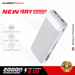 GADGET MAX 20000mAh NEW RAY POWER BANK, 20000mAh (5V/2.0A)(OUTPUT-2USB/INPUT-MICRO/TYPE-C)  Power Bank (2.0A)