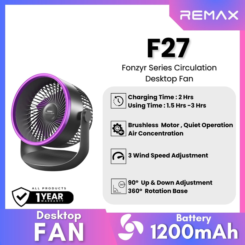 REMAX - F27 Fonyr Series Circulation Destop Fan - Purple