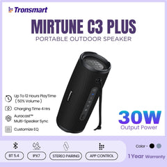 TRONSMART - Mirtune C3 Plus 30W Portable Wireless Speaker - Black