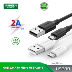 Ugreen US289 USB 2.0A to Micro USB Nickel Plating Cable 1M - Black