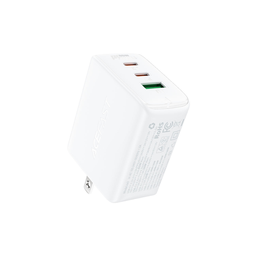 ACEFAST A43 PD65W (2*USB-C+USB-A) GAN CHARGER - WHITE