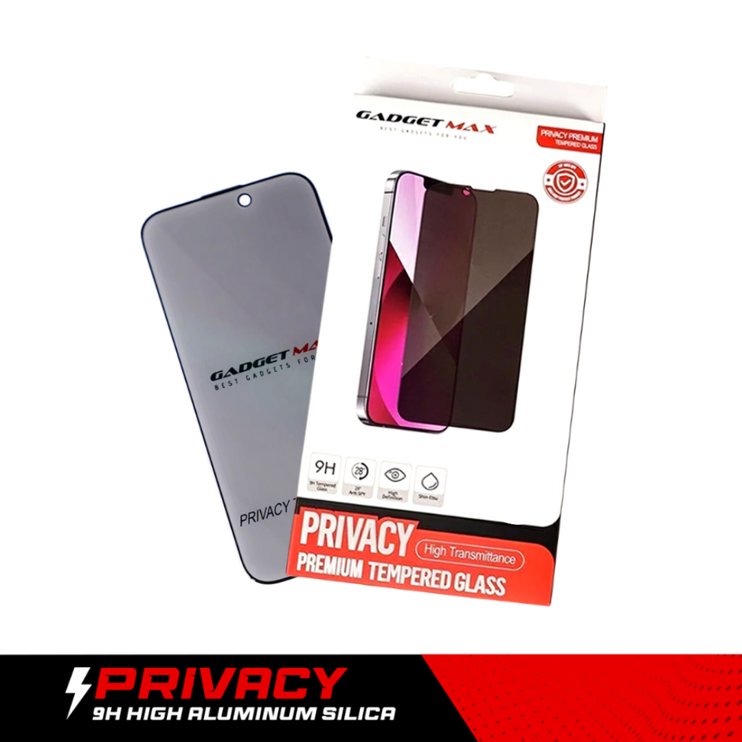 GADGET MAX Privancy iPhone 14 / 13 / 13 Pro 6.1" 2.5D Anti-Peep Anti-Dust Tempered Glass