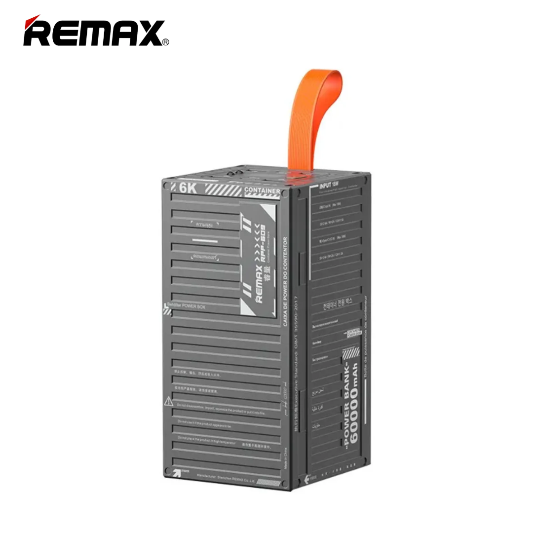 REMAX RPP-609 60000mAh Container Series 20W+22.5W PD+QC Outdoor PowerBank With LED Light - Grey