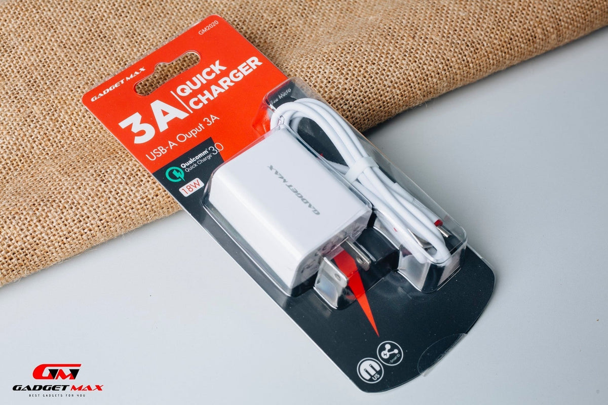 GADGET MAX - GM2020 Micro Cable Quick Charger Set (3A) - White