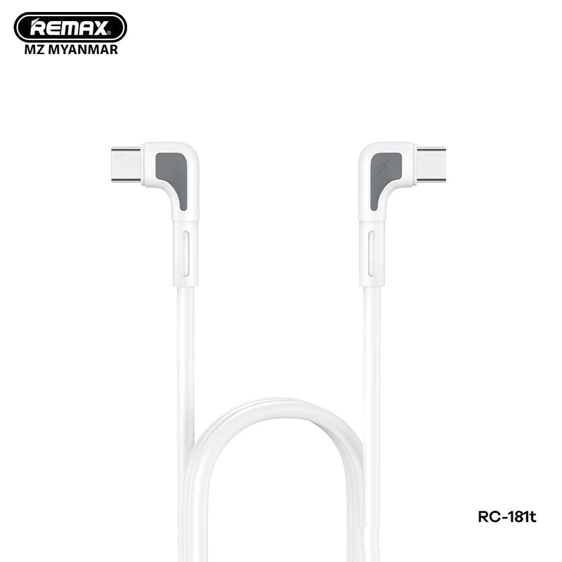 REMAX RC-181T ZENAX SERIES 65W PD FAST-CHARGING DATA CABLE TYPE-C TO TYPE-C (1M), 65W Cable, Fast Charging Cable, PD Cable, Data Cable, Type-C to Type-C Cable