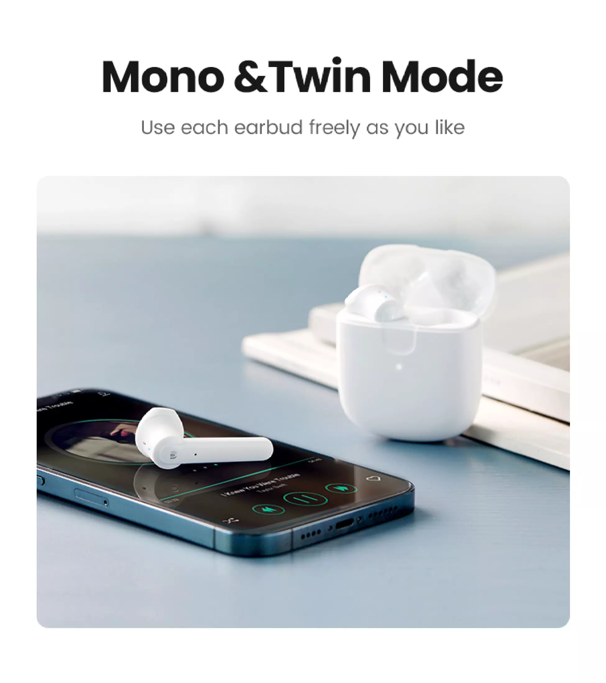 UGREEN WS105 HITUNE T2 TRUE WIRELESS EARBUDS - White