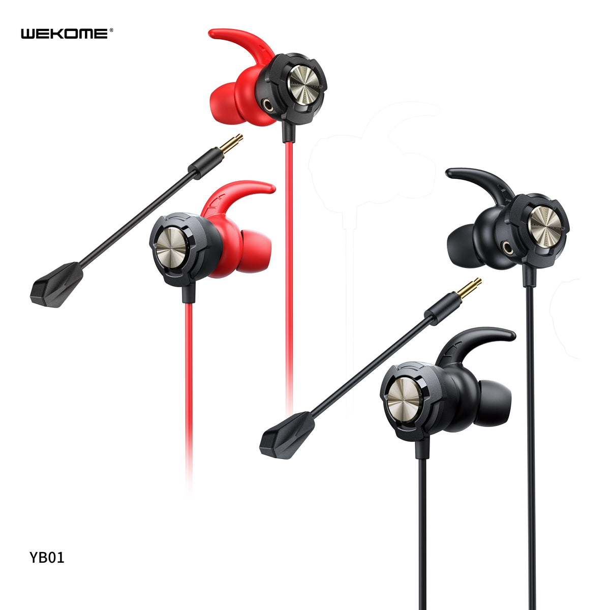 WK YB01 RAIDERS GAMING SERIES IN EAR (WIRED) EARPHONE FOR GAMES WITH MIC - Red