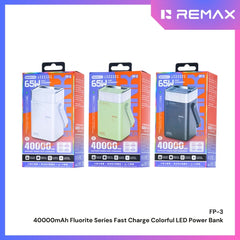 REMAX - FP-3 40000mAh Fluorite Series 65W Fast Charging Colorful LED Power Bank ( PD65W+QC22.5W ) - Black