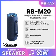 REMAX RB-M20 Freejoy Series Portable Wireless Bluetooth Speaker - Blue
