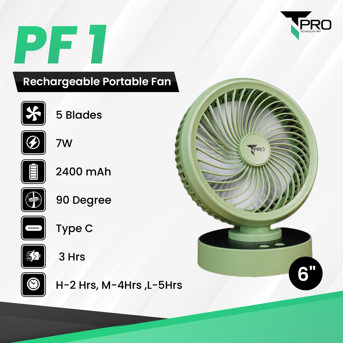 T PRO TP-PF 1 2400MAH PORTABLE FAN