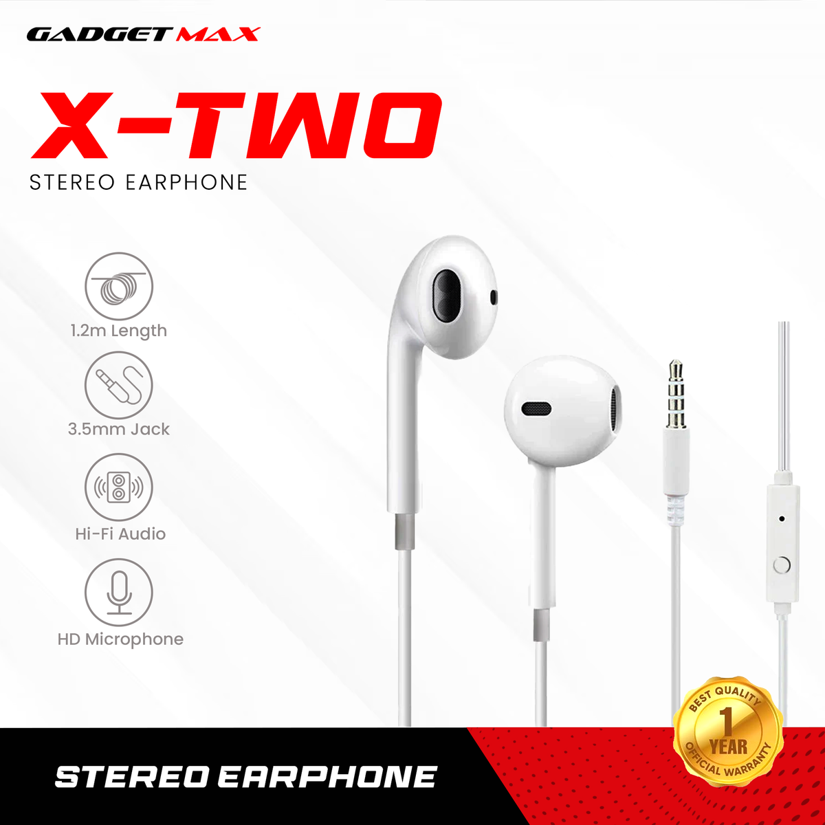 GADGET MAX  X-Two Stereo 3.5MM Earphone Sound Quality Earphone, Wired Earphone