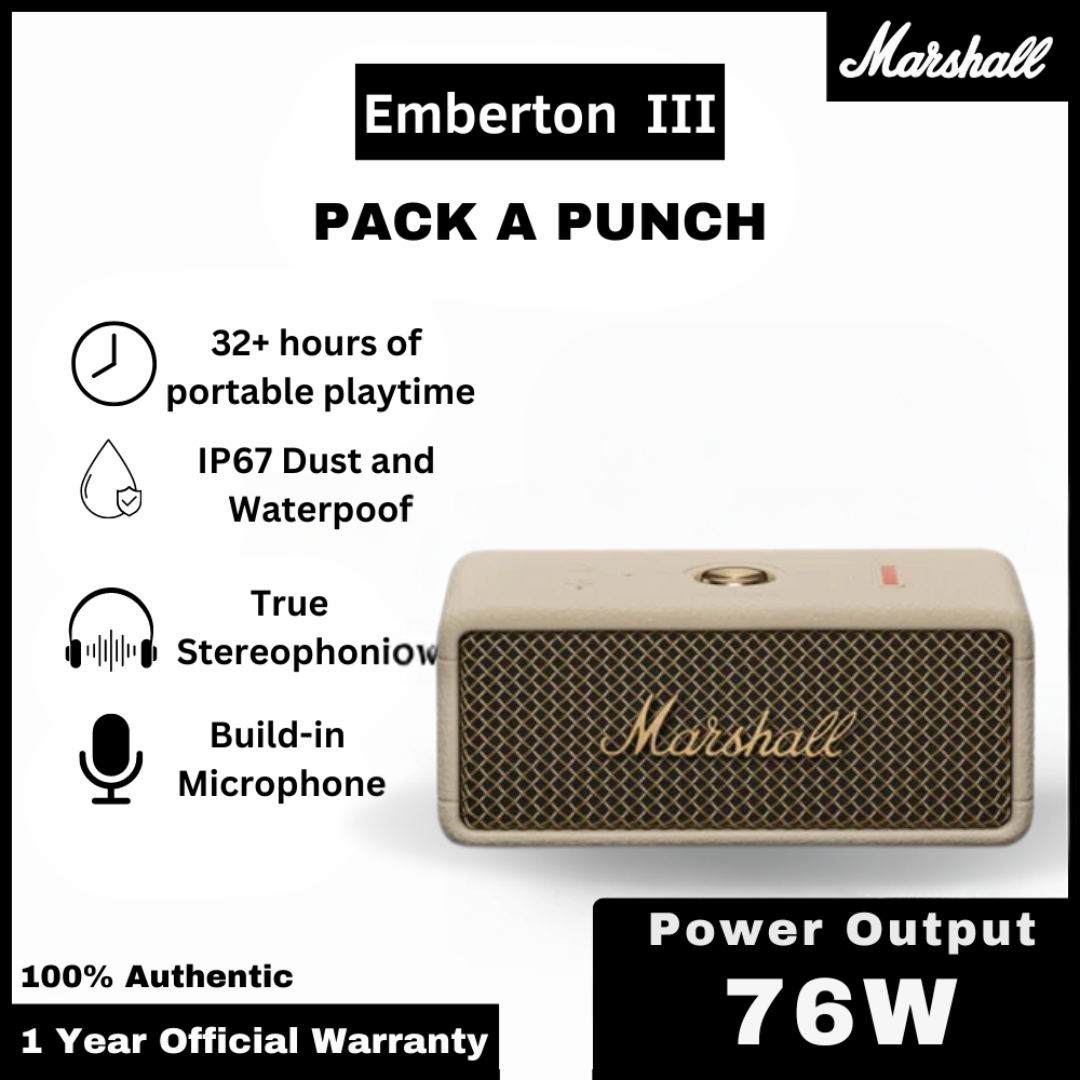 Marshall Emberton 3 Portable Bluetooth Speaker - Cream