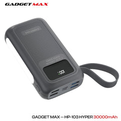 GADGET MAX - HP-103 30000mAh Hyper PD+QC Fast Charging Power Bank (20W+22.5W) - Gray
