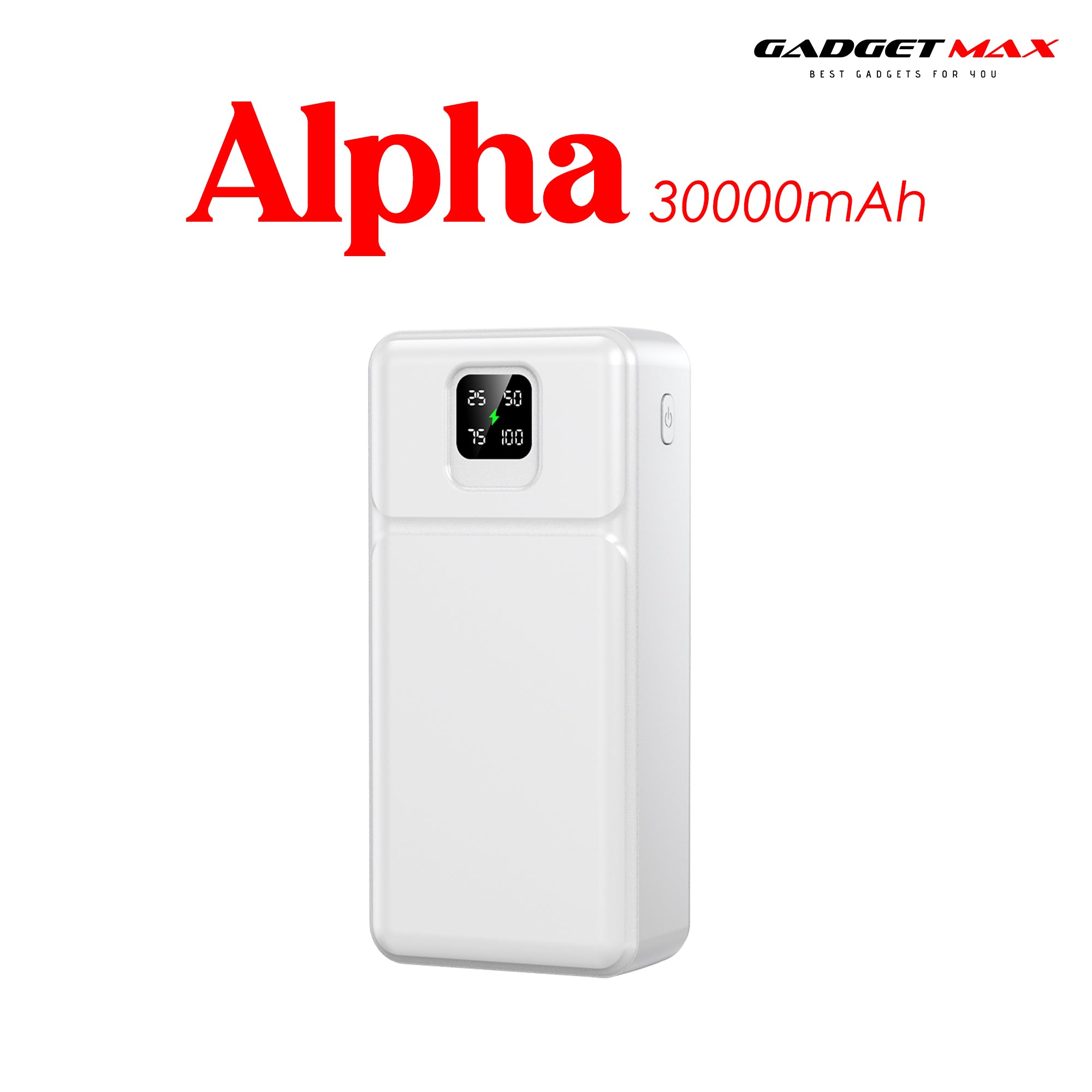 Gadget Max GB103 Alpha Series 30000mAh Power Bank - White