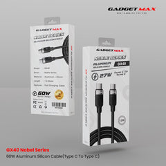 GADGET MAX - GX40 C-C Nobel Series Type-C To Type-C PD Fast Charging Data Cable (60W) - Black