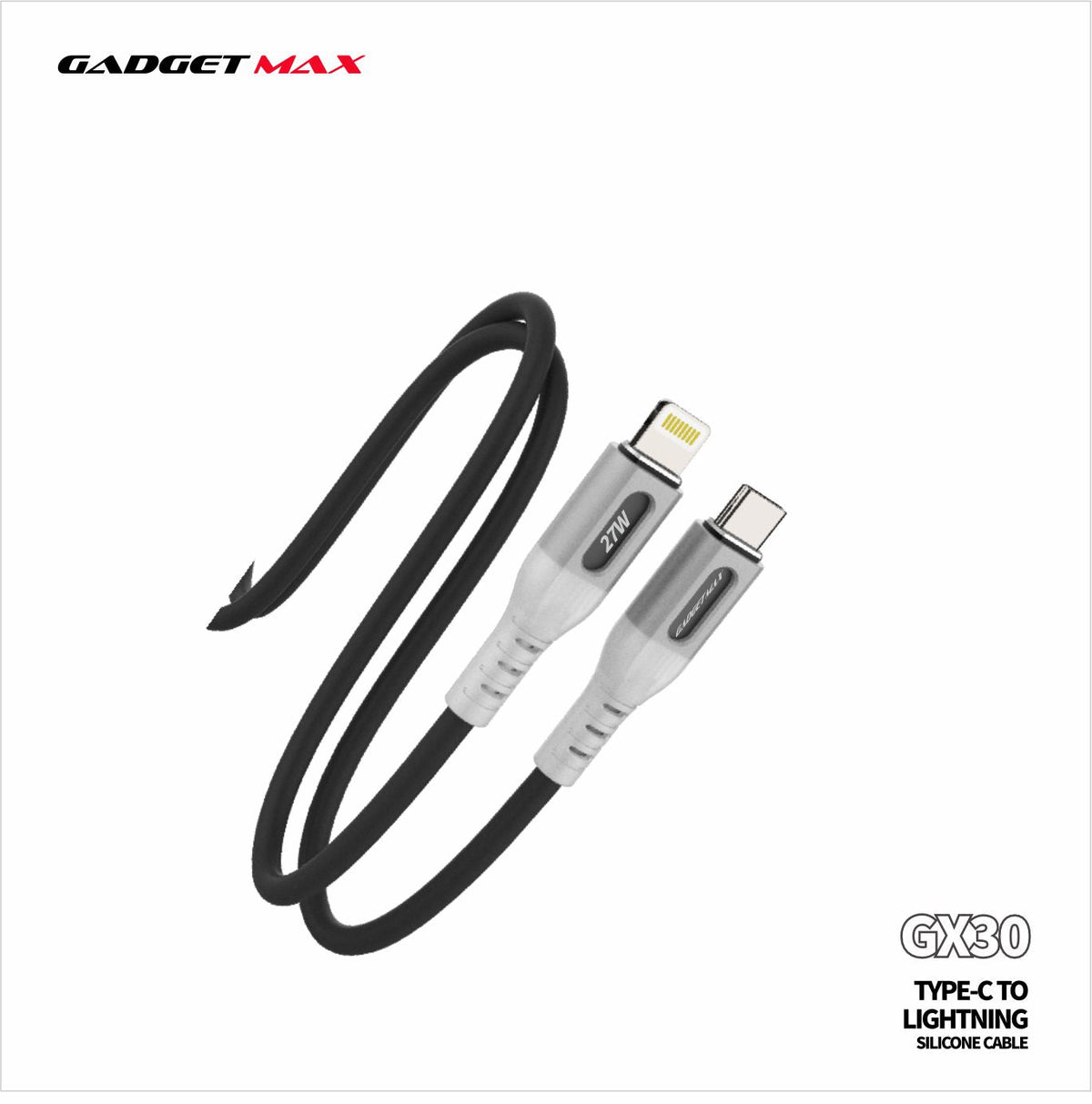 Gadget Max - GX30 C-L Nano Series Type-C To Lightning PD Fast Charging Data Cable (27W) - Black