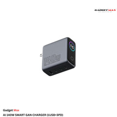GADGET MAX - AI 140W (1USB+3PD) Smart GAN Charger - Grey