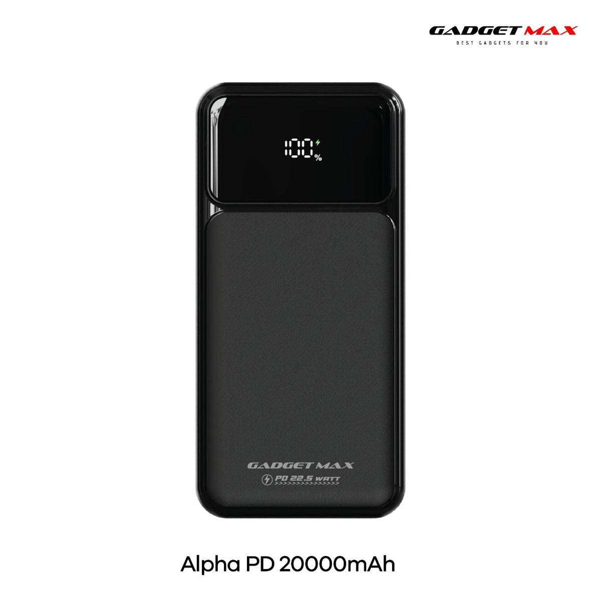 GADGET MAX - GB105 Alpha PD 20000mAh PD+QC Fast Charging Digital Power Bank ( 20W+22.5W ) - Black