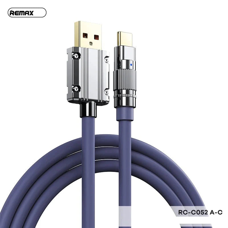 REMAX RC-C052 A-C WEFON SERIES 66W ALL-COMPATIBLE ZINC-ALLOY ELASTIC DATA CABLE WITH LIGHT FOR TYPE-C