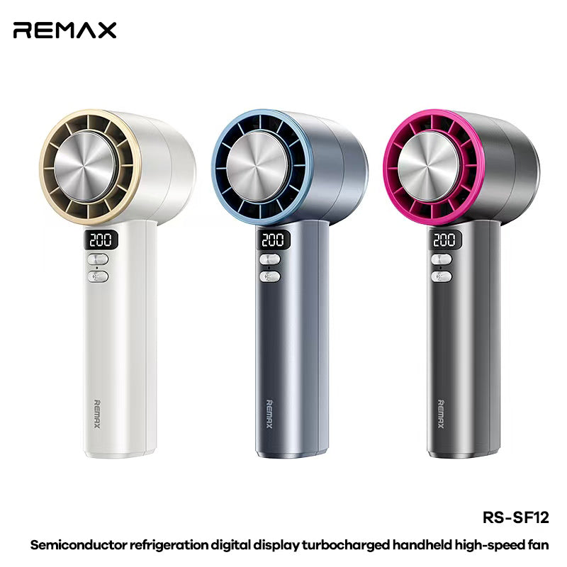 REMAX - RS-SF12 Semiconductor Digital Display Turbochargerd Portable Handheld Hight-Speed Fan - Blue