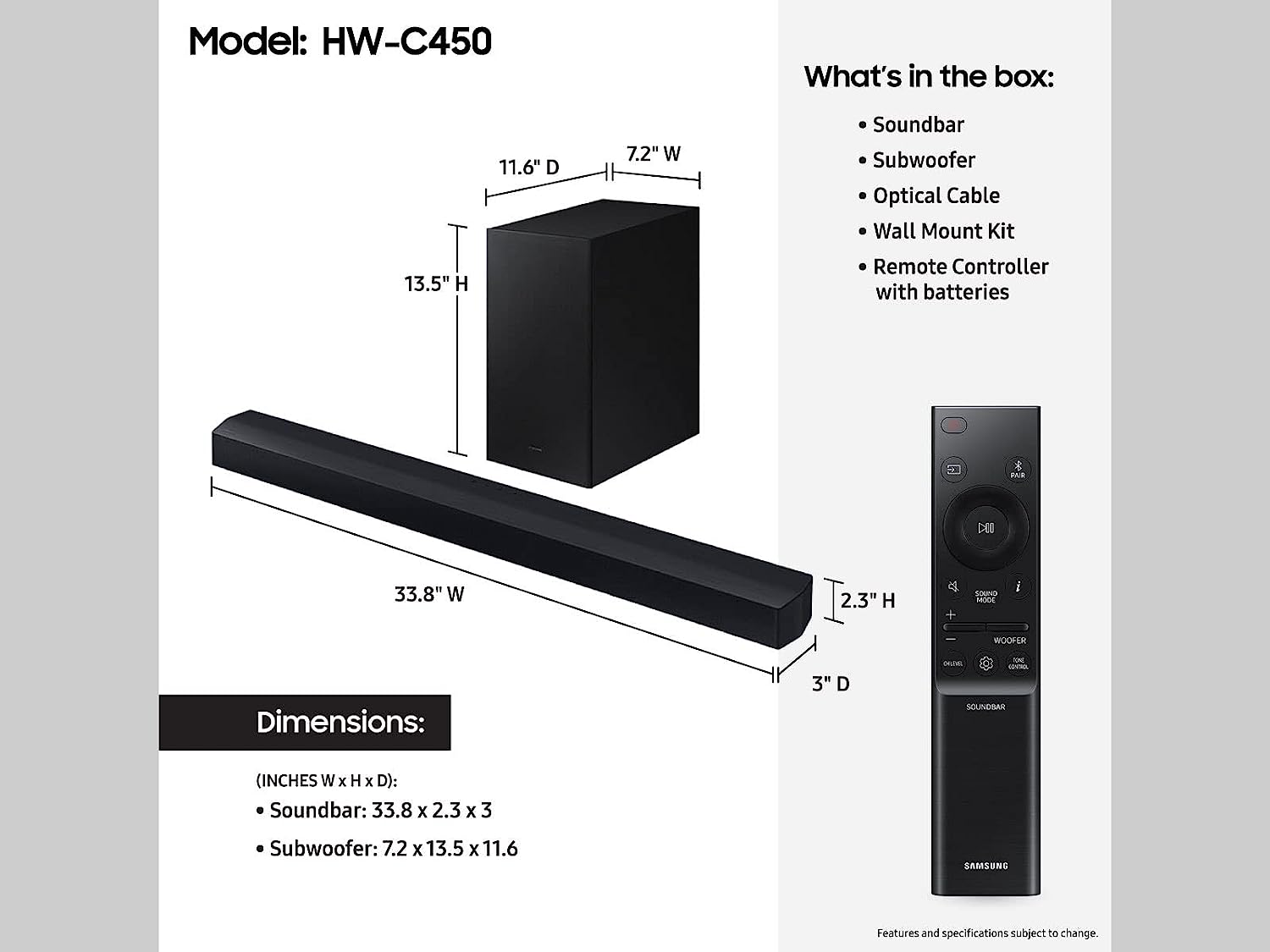 Samsung B-Series 2.1ch Soundbar HW-C450