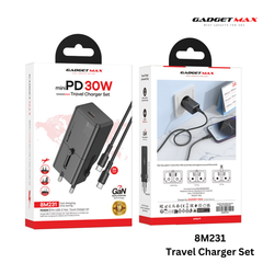 GADGET MAX - 8M231 Mini PD 30W Travel Charger Set - Black