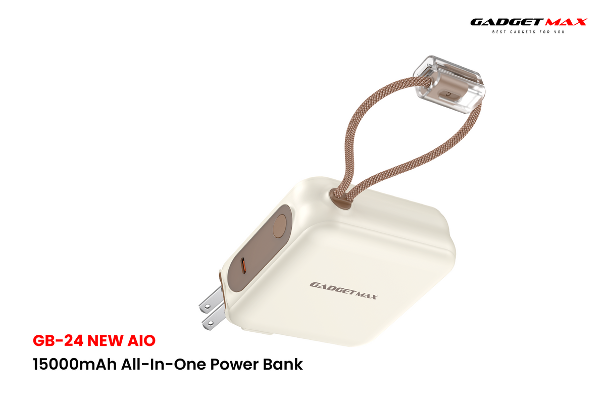 GADGET MAX GB24 AIO Pro Series 15000mAh All-in-One Fast Charging Power Bank - Brown