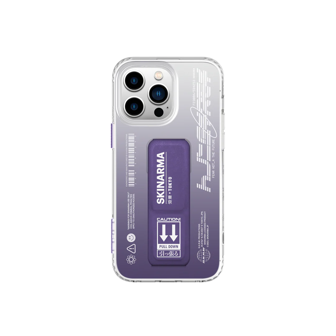 SKINARMA IPHONE 14 PRO TAIHI KOBAI CLEAR CASE WITH EXTENDABLE GRIPSTAND (PURPLE)