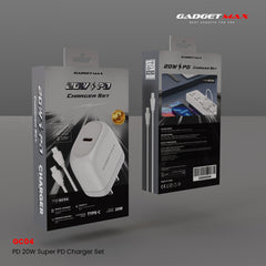 GADGET MAX - GC04 20W Super PD Charger Set With C-C 60W Cable - White