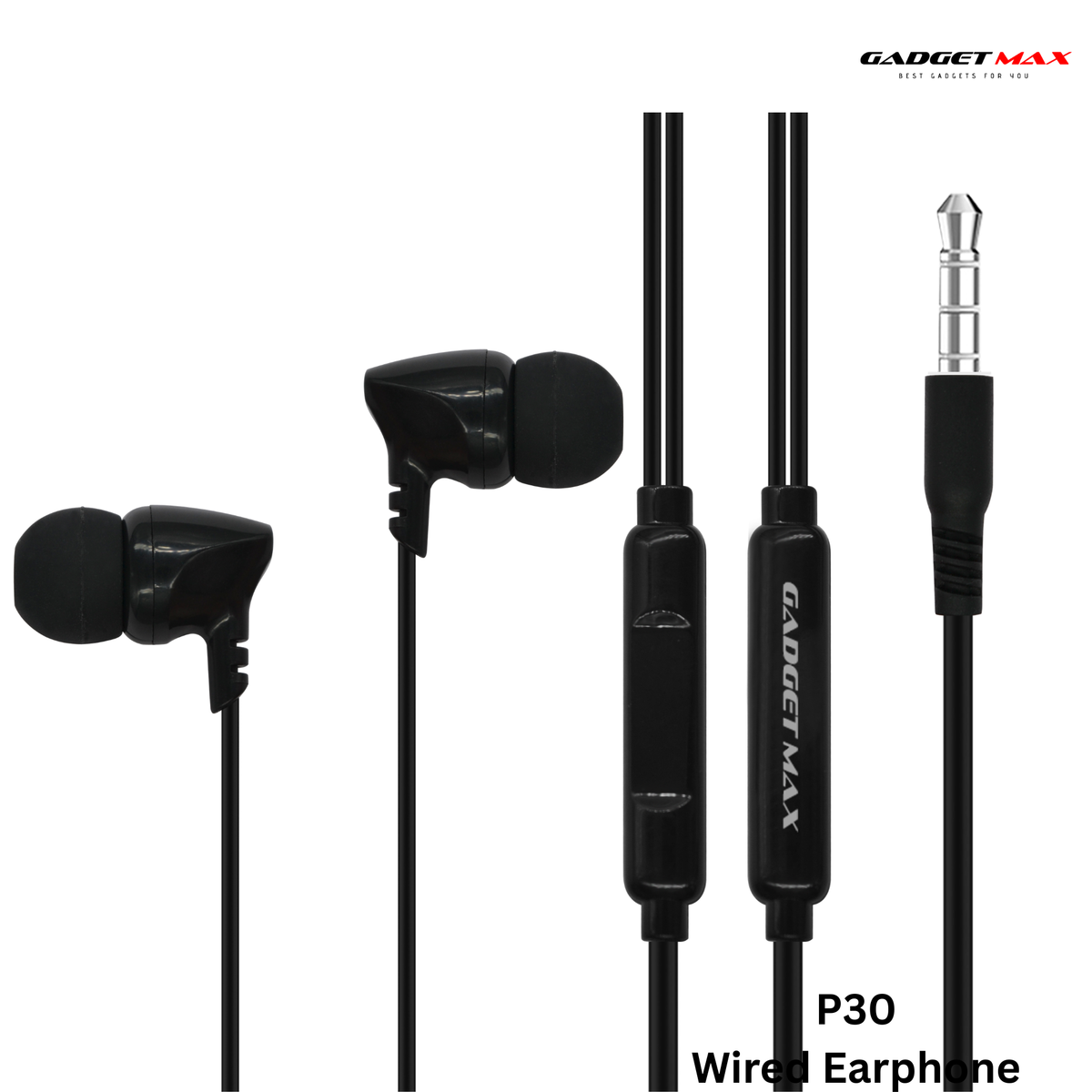 GADGET MAX - P30 3.5mm Wired Earphone - Black