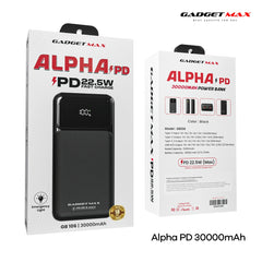 GADGET MAX - GB106 Alpha PD 30000mAh PD+QC Fast Charging Digital Power Bank ( 20W+22.5W ) - Black