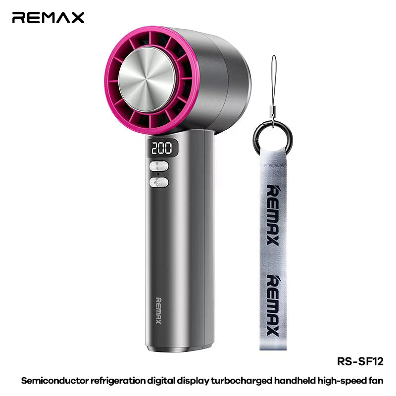 REMAX - RS-SF12 Semiconductor Digital Display Turbochargerd Portable Handheld Hight-Speed Fan - Purple