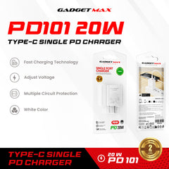 GADGET MAX - PD101 20W PD Type- C Charger - White
