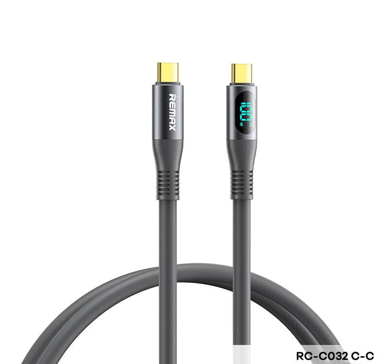 REMAX RC-C032 C-C ZISEE SERIES 100W ELASTIC DATA CABLE WITH DIGITAL DISPLAY TYPE-C TO TYPE-C