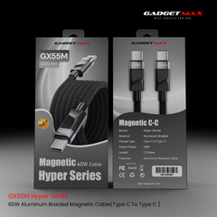 GADGET MAX - GX55M C-C Hyper Series Type-C To Type-C Fast Charging Magnetic Data Cable (60W) - Black