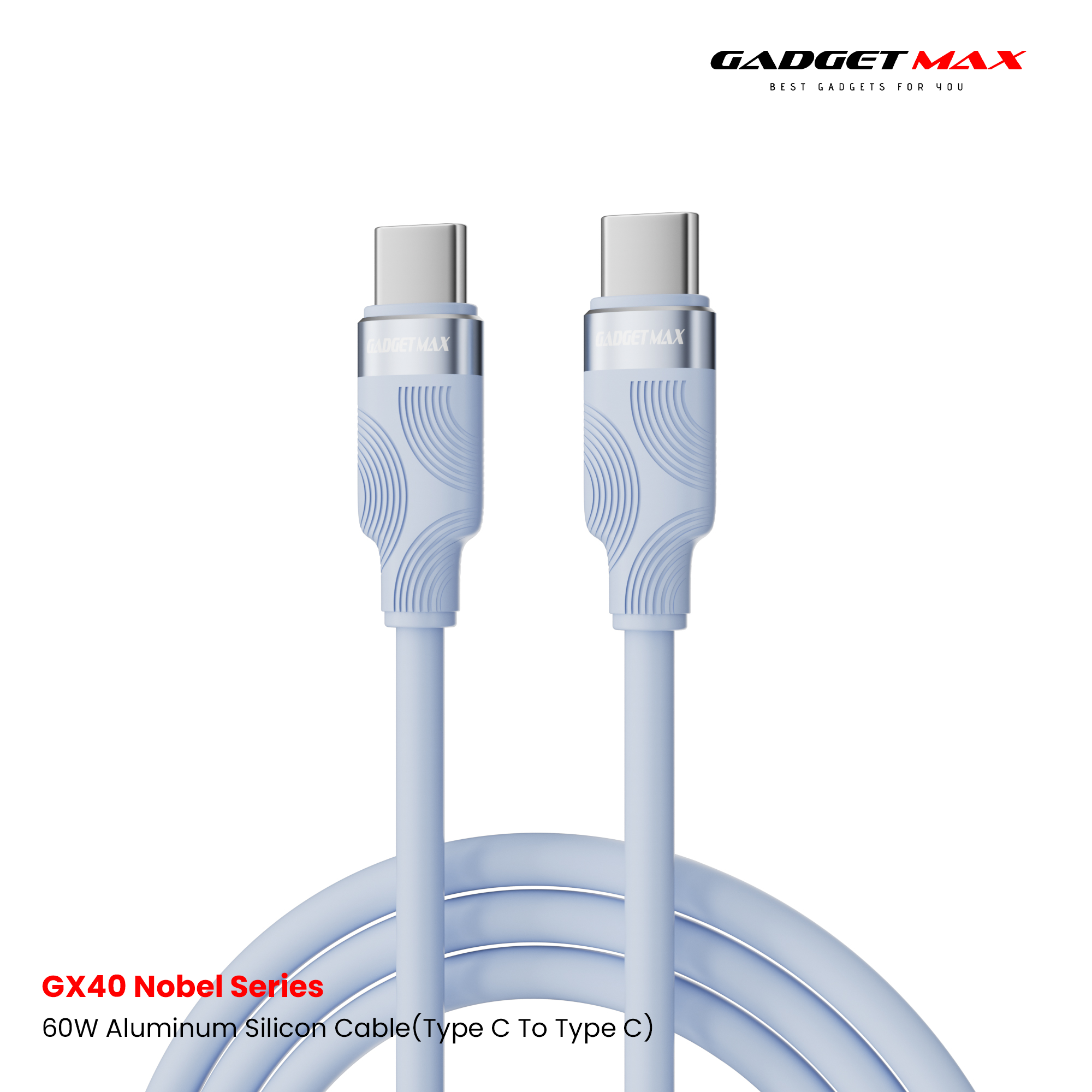 GADGET MAX - GX40 C-C Nobel Series Type-C To Type-C PD Fast Charging Data Cable (60W) - Blue