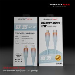 Gadget Max - GX35 C-L Gradient Series PD Fast Charging Data Cable (27W) - Blue