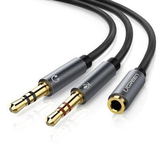 UGREEN - AV140 3.5mm Female to 2 Male Audio Cable ABS Case - Black