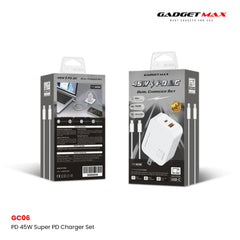 GADGET MAX - GC06 45W Super PD Charger Set With C-C 60W Cable - White