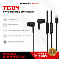 GADGET MAX - TC04 Type-C Wired Earphone - Black