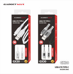 Gadget Max - GX30 (A) Nano Series USB To Type-C 3A Silicon Fast Charging Data Cable - Black