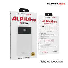 GADGET MAX - GB104 Alpha PD 10000mAh PD+QC Fast Charging Digital Power Bank ( 20W+22.5W ) - White