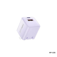 REMAX RP-U25 SWIFT SERIES 33W PD+QC MULTI-COMPATIBLE FOLDING FAST CHARGER(1 USB/1 TYPE-C), 33W Charger, PD+QC Charger, Fast Charger