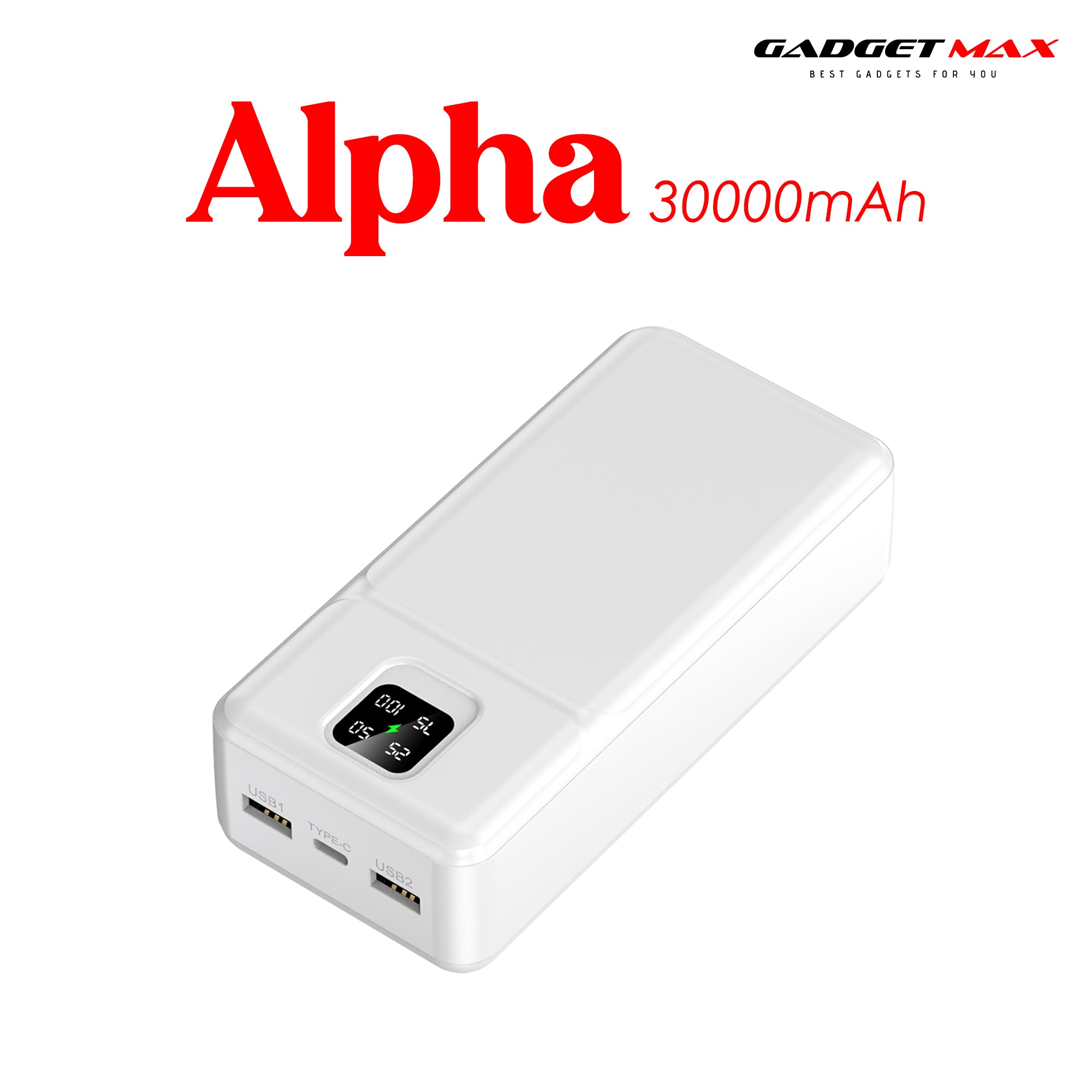 Gadget Max GB103 Alpha Series 30000mAh Power Bank - White